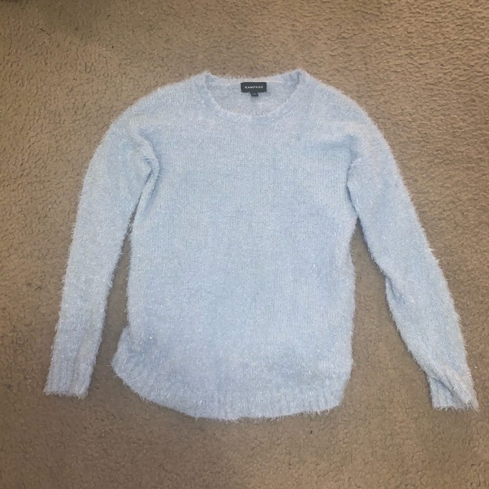 Rampage • Pastel Blue Fuzzy Crew Neck Sweater